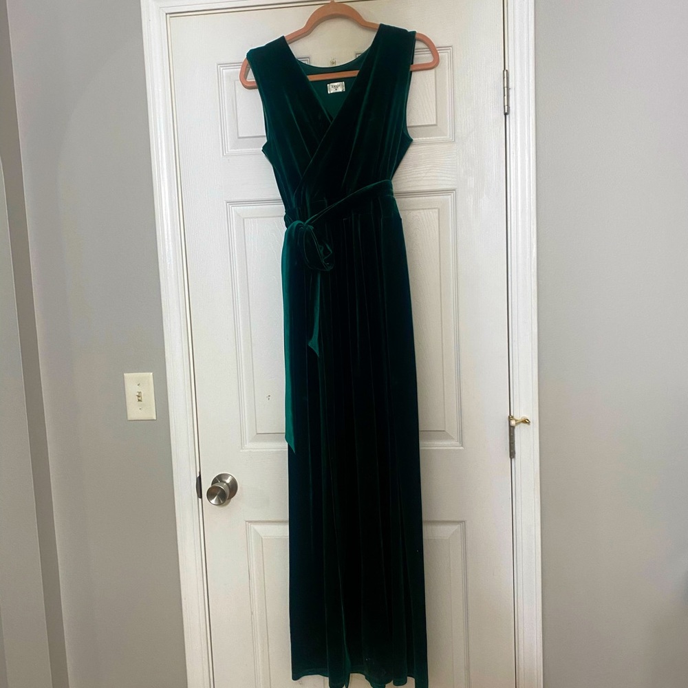 Green Velvet Wrap Dress